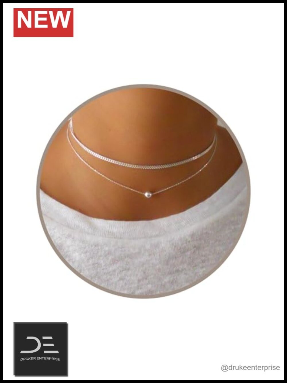 Set of 2 Silver Choker Necklaces Waterproof Layered Jewelry Gift for Her Ball